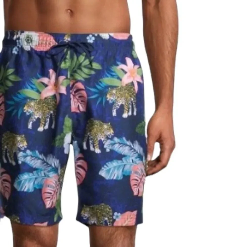 George Tropical Jungle Leopard Print Swim Shorts Sz L(36-38)
